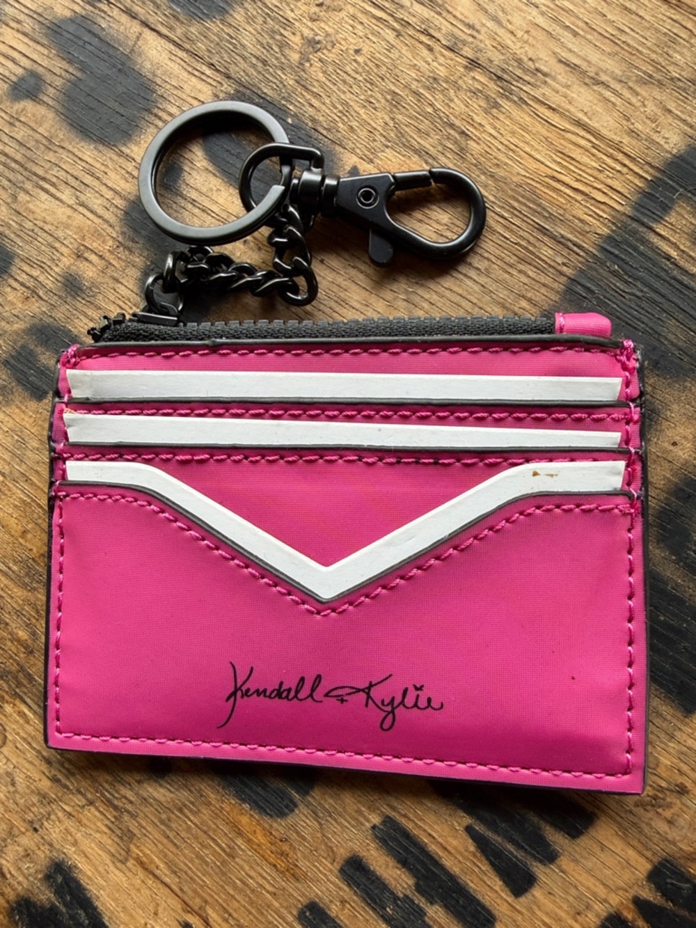 Kendall & Kylie Hot Pink Card Case with Black Keyring